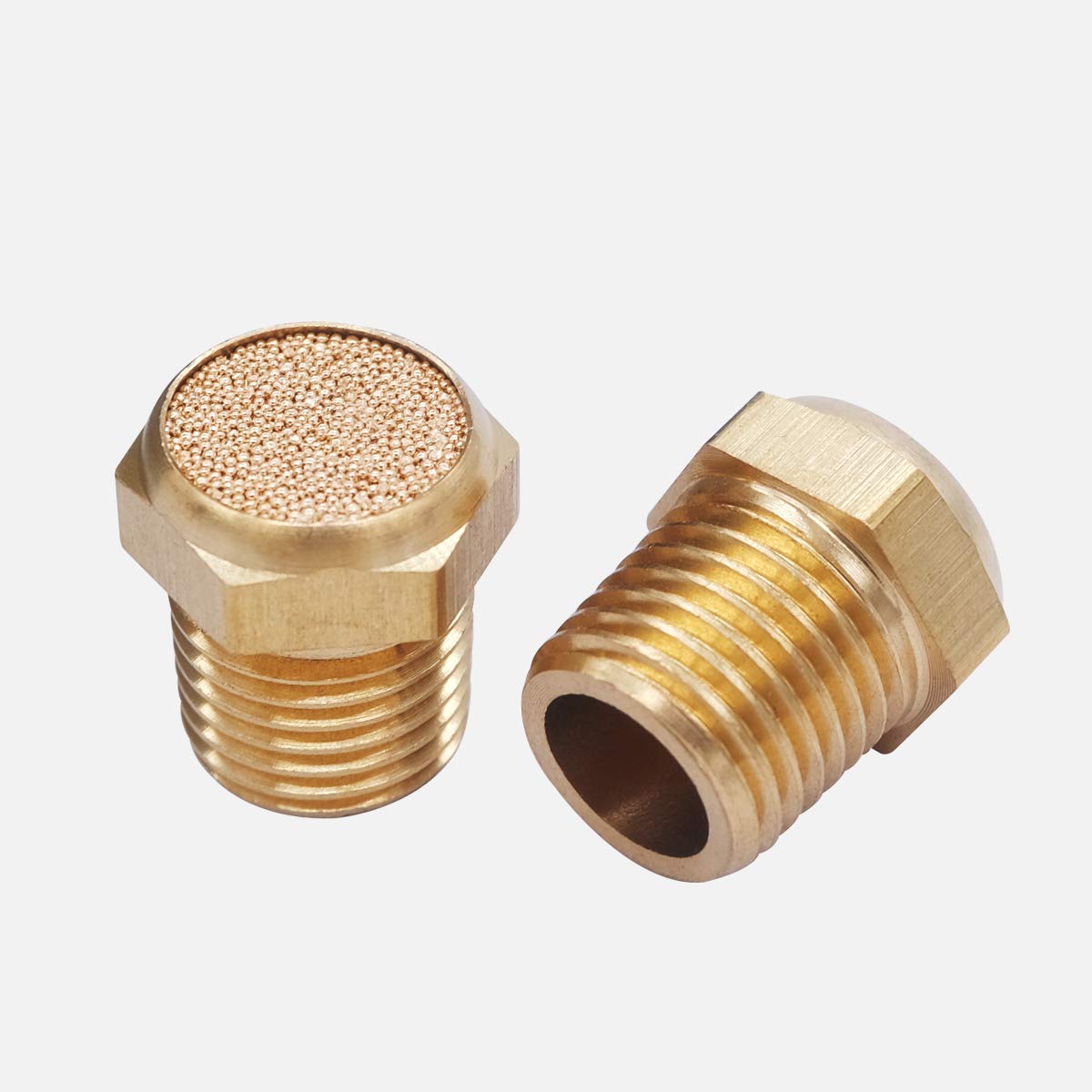 mxuteuk 10pcs Brass Pneumatic Muffler Filter Noise Silencer, Hex Sintered Silencer Air Line Fitting Flat 1/4" NPT XYQ-P-(1-4) — Amazon image 2