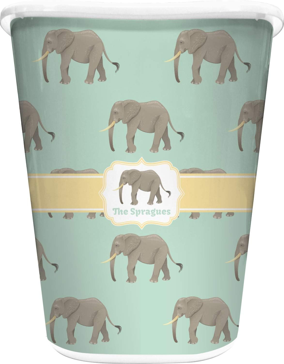 Personalized Elephant Waste Basket - Double Sided (Black)
