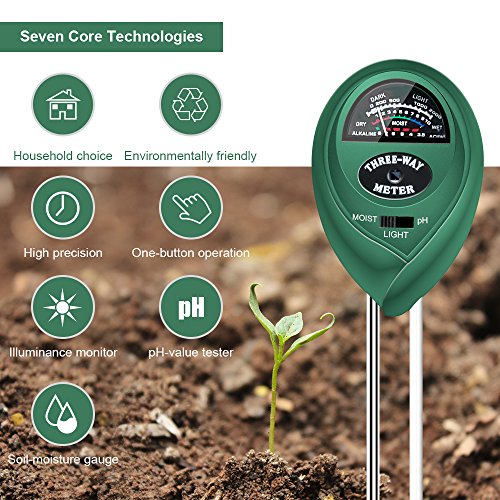 SONKIR MS01 Boden-pH-Meter, 3-in-1-Boden-Feuchtigkeits- / Licht- / pH-Tester Garten-Werkzeugsätze für Garten, Rasen, Bauernhof (grün) - Image 6