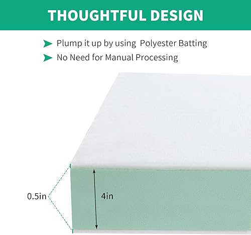 Miniatura 4 de HOMBYS Cojín de repuesto para sofá envuelto con poliéster de alta densidad, con capa de fibra de dacrón, acolchado de cojín de tapicería con funda