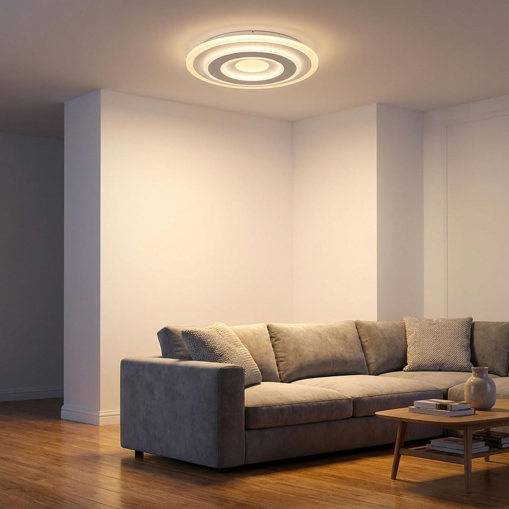 LED Deckenleuchte Fernbedienung Tageslichtleuchte Deckenlampe dimmbar Wohnzimmerleuchte Esszimmerlampe, Memory Funktion fixierbar CCT, Metall, opal anthrazit, 21 Watt 1365 Lumen, D x H 30 x 5,5 cm