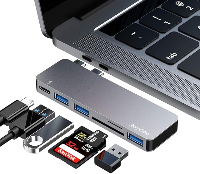 USB C HUB Adapter for MacBook Pro / MacBook Air 2020 2019 2018 13 "15" 16 ", USB-C Accessories Compatible with MacBook Pro with 3 USB 3.0 Ports, TF / SD Card Reader, Thunderbolt 3 Power Delivery