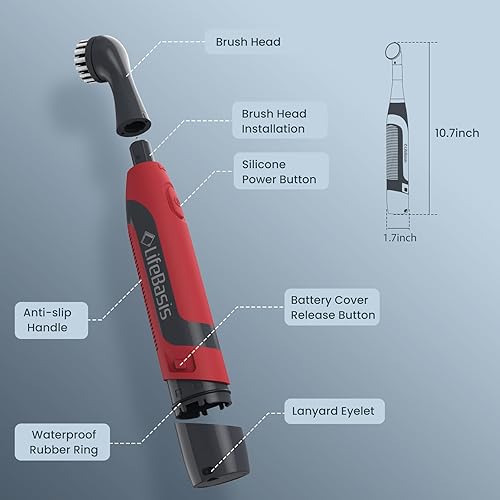Miniatura 8 de LifeBasis Cepillo de limpieza eléctrico inalámbrico, mini limpiador eléctrico para limpiar lechada impermeable con 5 cabezales de cepillo para baño,