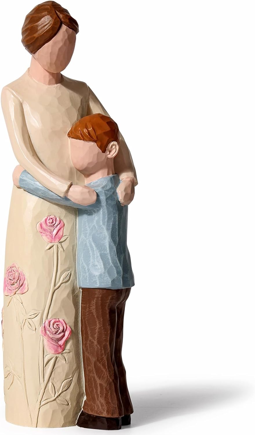 Gifts for Mom from Son, Mother and Son Figurines, Hand Painted Figure, for Mothers Day, Birthday, Thanksgiving or Christmas.