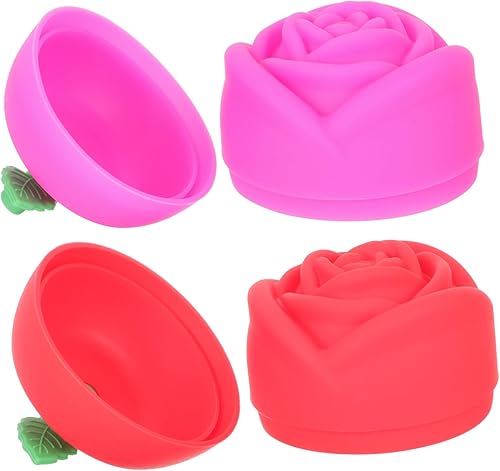 Miniatura 5 de Zerodeko 4 Pcs Molde De Para Resina Sphere Mold Ice Cream Ball Maker Rose Ice Cube Mold Rose Fondant Molds Lidded Ice Making Molds Rose Chocolate