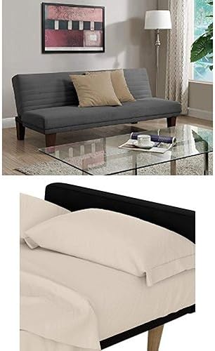 Miniatura 1 de DHP Dillan - Juego de sábanas de futón convertible para sofá cama, gris y futón, color beige