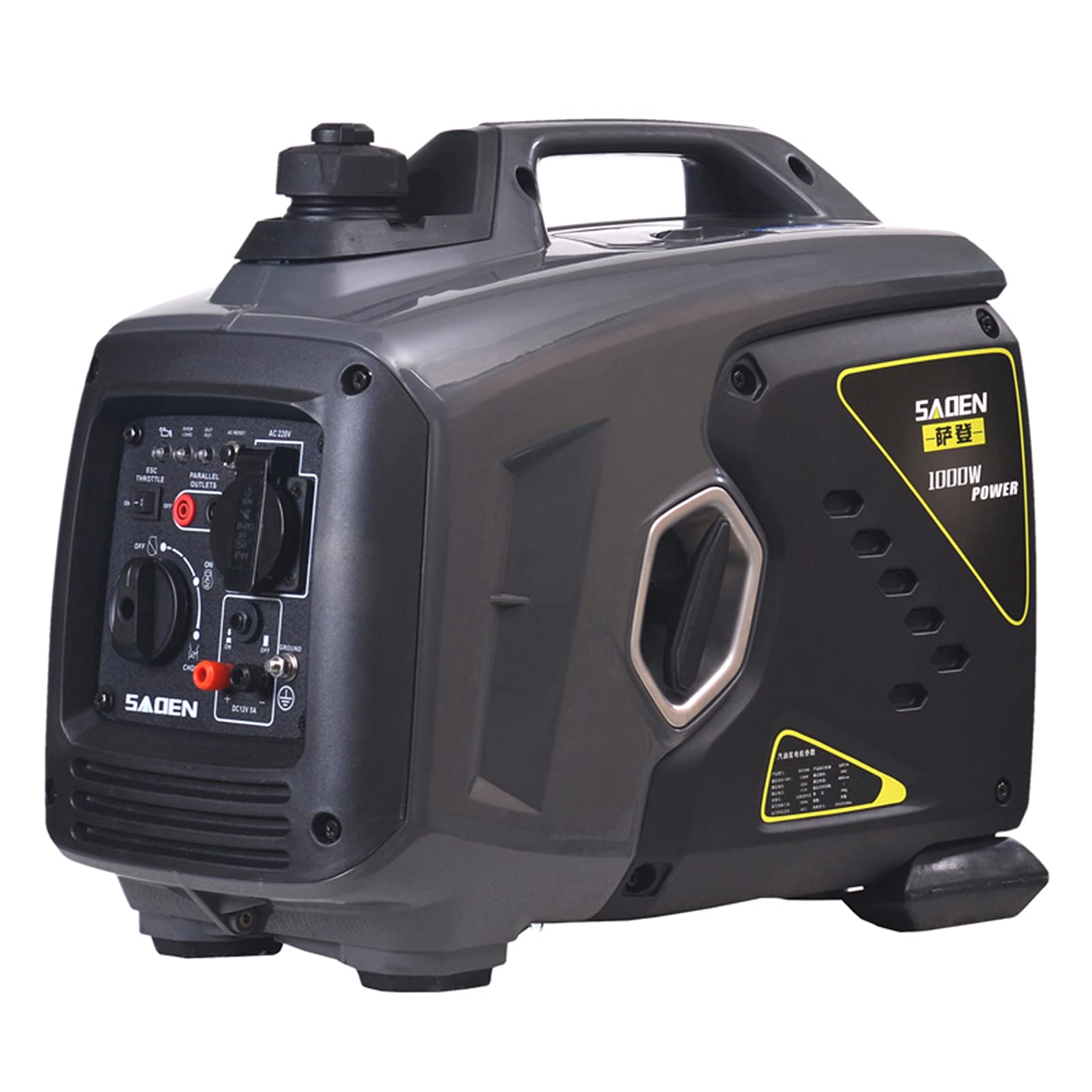 Generatore di Benzina Portatile Silenzioso da 1000 W Motore Elettrico Generatore di Inverter Digitale a Benzina a Gas per Uso Domestico