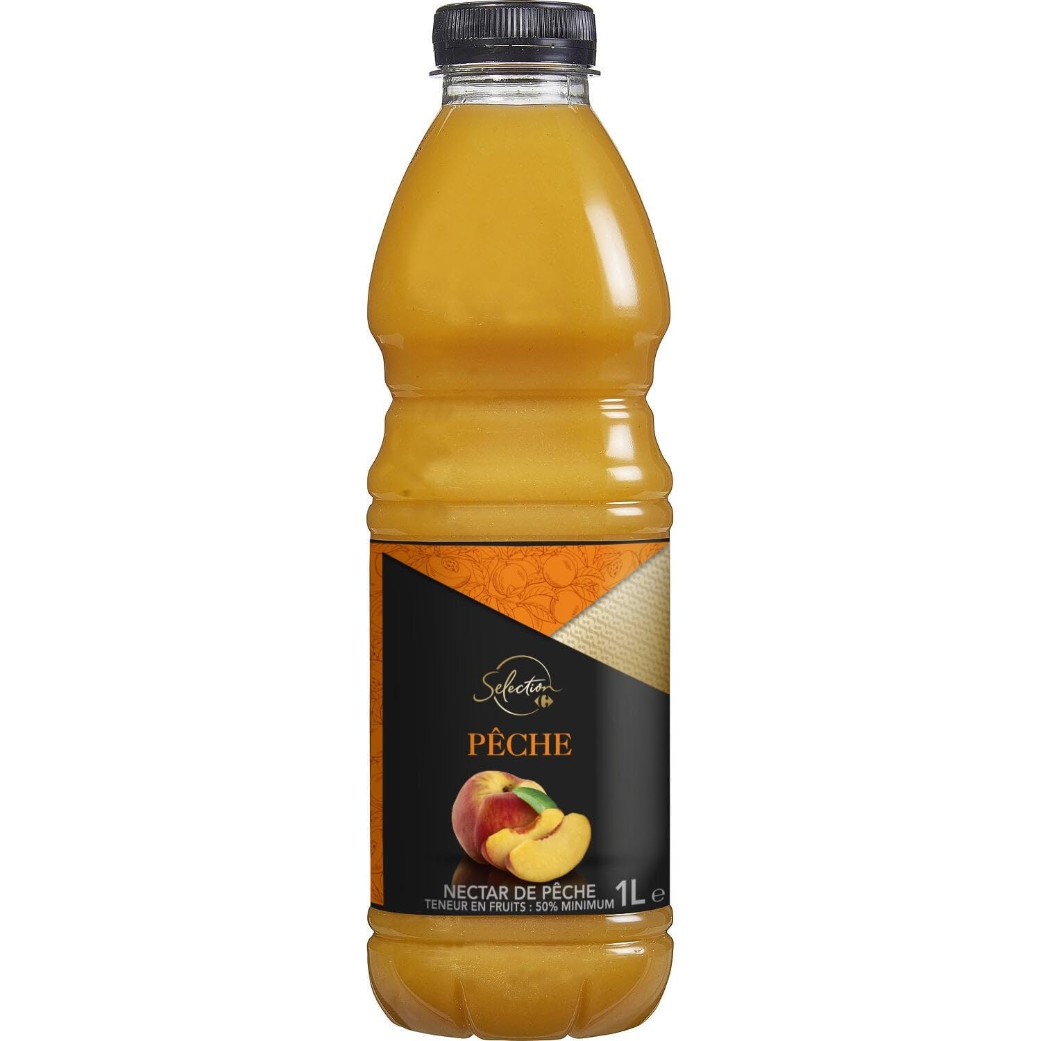 CARREFOUR SELECTION Jus de Pêche Authentique en Bouteille 1L - Nectar Fruité avec 50% Minimum de Purée de Fruit - Format Pratique et Gourmand - Lot de 4