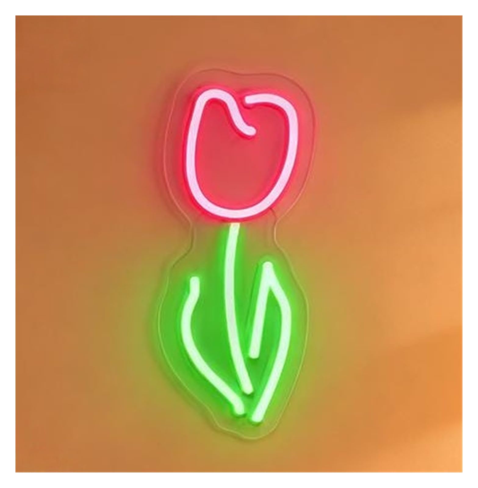 Rongch Rose Red B Hanging Art Signs Tulip Bouquet Neon Sign Flower Shop Storefront Window Display Business Entrance Decor 45Cm(Rose Red B)