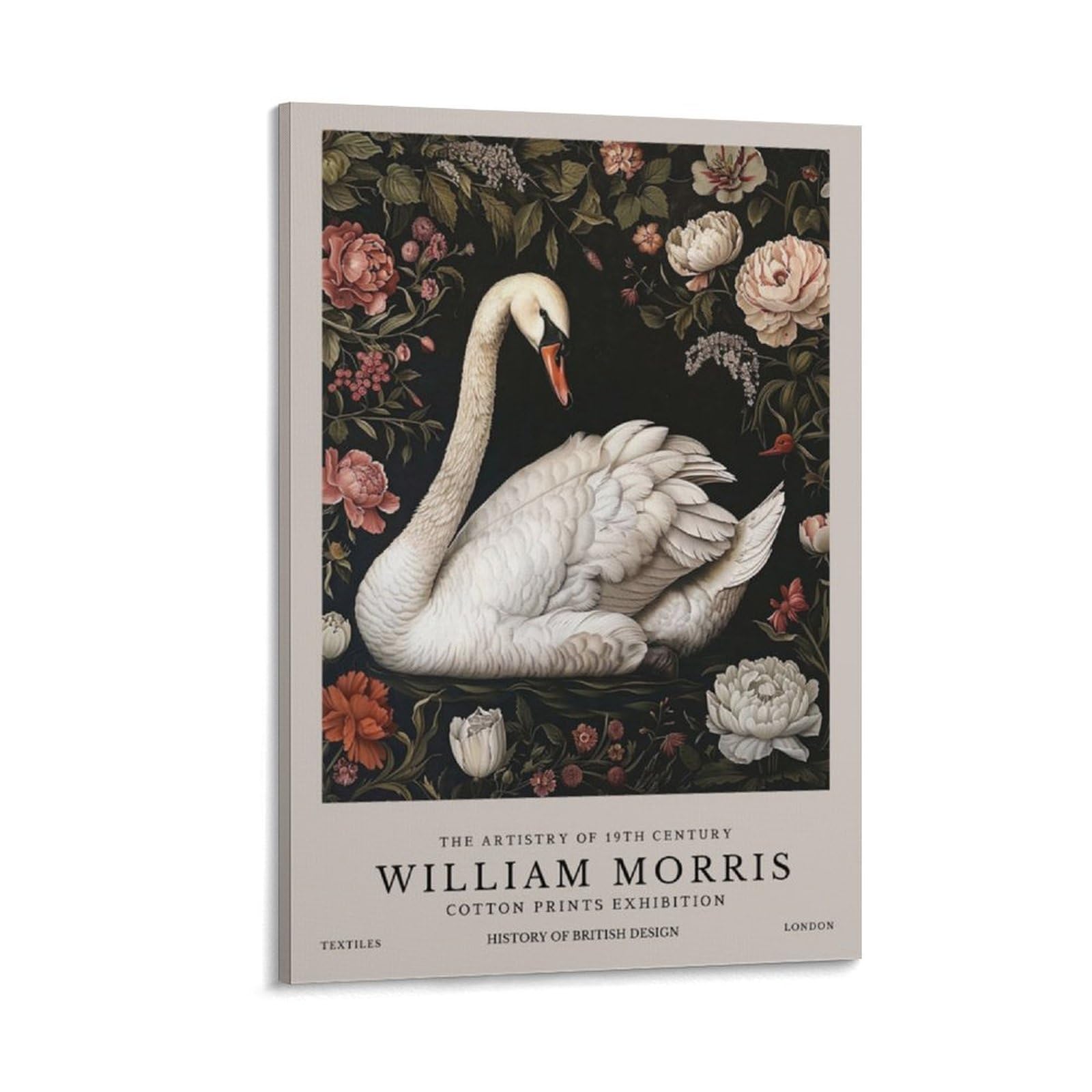 William Morris White Swan Floral Flower Plant Poster Canvas Wall Room Decor Aesthetic School Supplies Paintings 20x30inch(50x75cm)