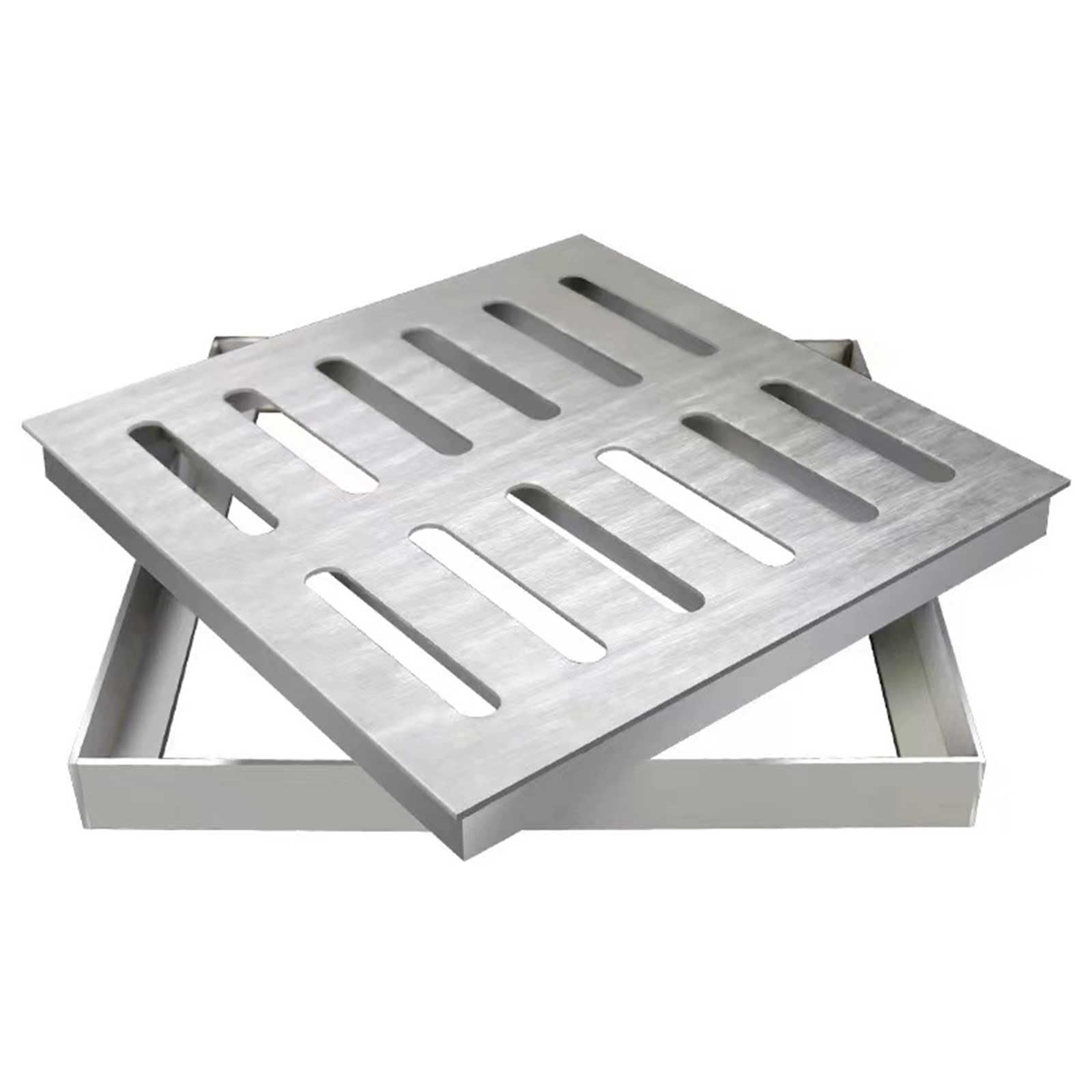 GJMSSMY Removable Stainless Steel Manhole Cover Frame, Square Drain Grate for Outdoor Retention Pond, Ideal for Yard, Driveway, Sidewalk (30x30cm/12x12in)