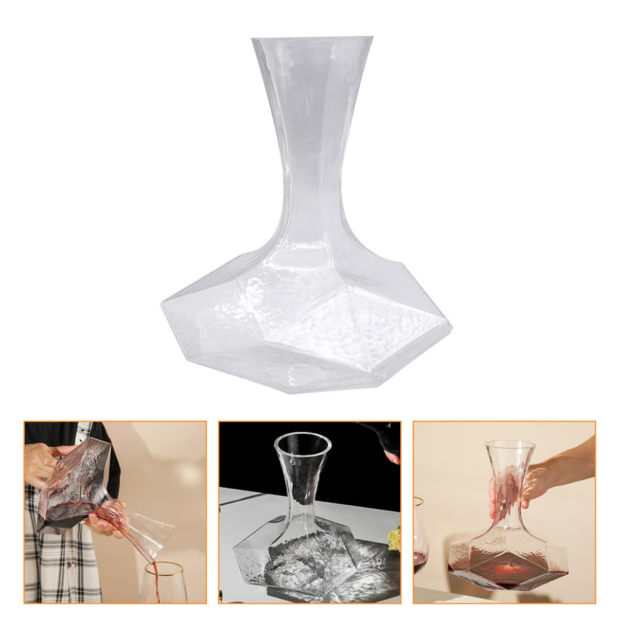 BESTYASH Decanter Facile da Pulire e Piacevole al Tatto per Vino in Vetro Geometrico Elegante Design Creativo e Semplice per Bar e Cucina
