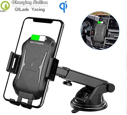 Auto Clamping Wireless Car Charger,cargador del montaje del coche 10W Qi de carga r?pida del tablero de instrumentos y sostenedor de la salida de tel?fono Compatible con iPhone / Samsung Galaxy