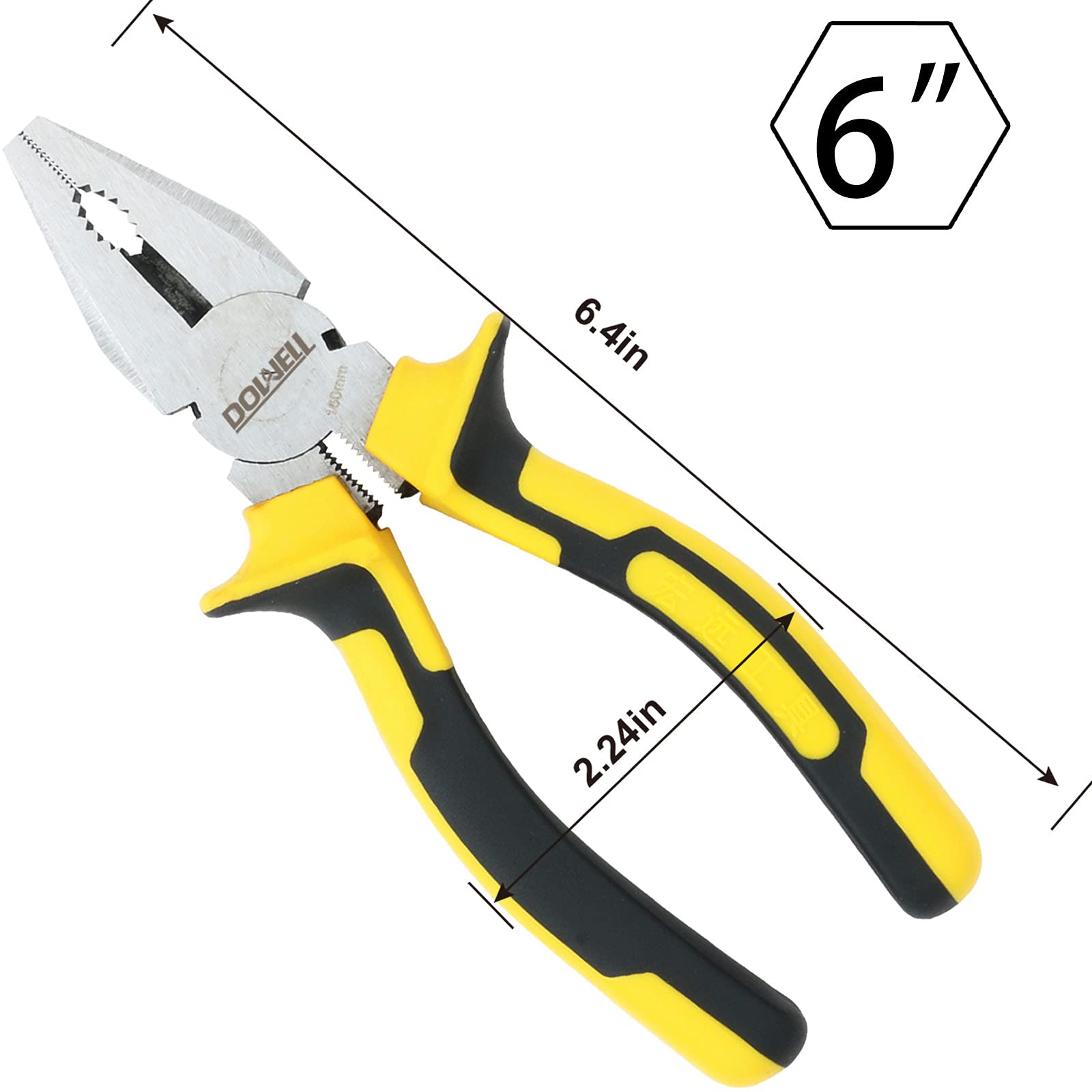 DOWELL Pinze di combinazione di Lineman con Cutter 6 pollici Heavy Duty Nickel Chromium Steel Costruzione e maniglia professionale