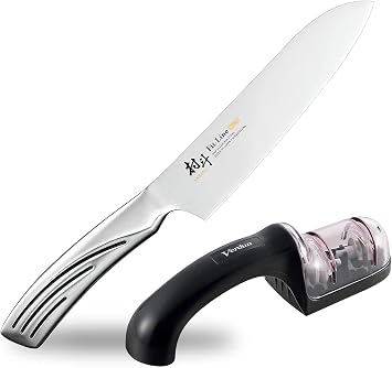 Shimomura Industries, Made in Japan, Muratou Fit-Line, Santoku Knife, 6.5 inches 165 mm, Molybdenum Vanadium Steel, Dishwasher Safe, MFL-101, Niigata, Tsubamesanjo + Shimamura Industrial, Verdan, Double Sharpener, Coarse Grinding/Finishing Sharpening, Molybdenum, Vanadium Steel, VDS-01, Made in Japan