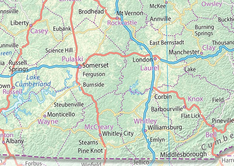 Kentucky State Physical Map - 23.3 x 13.3 Inches - Paper Laminated - Image 5