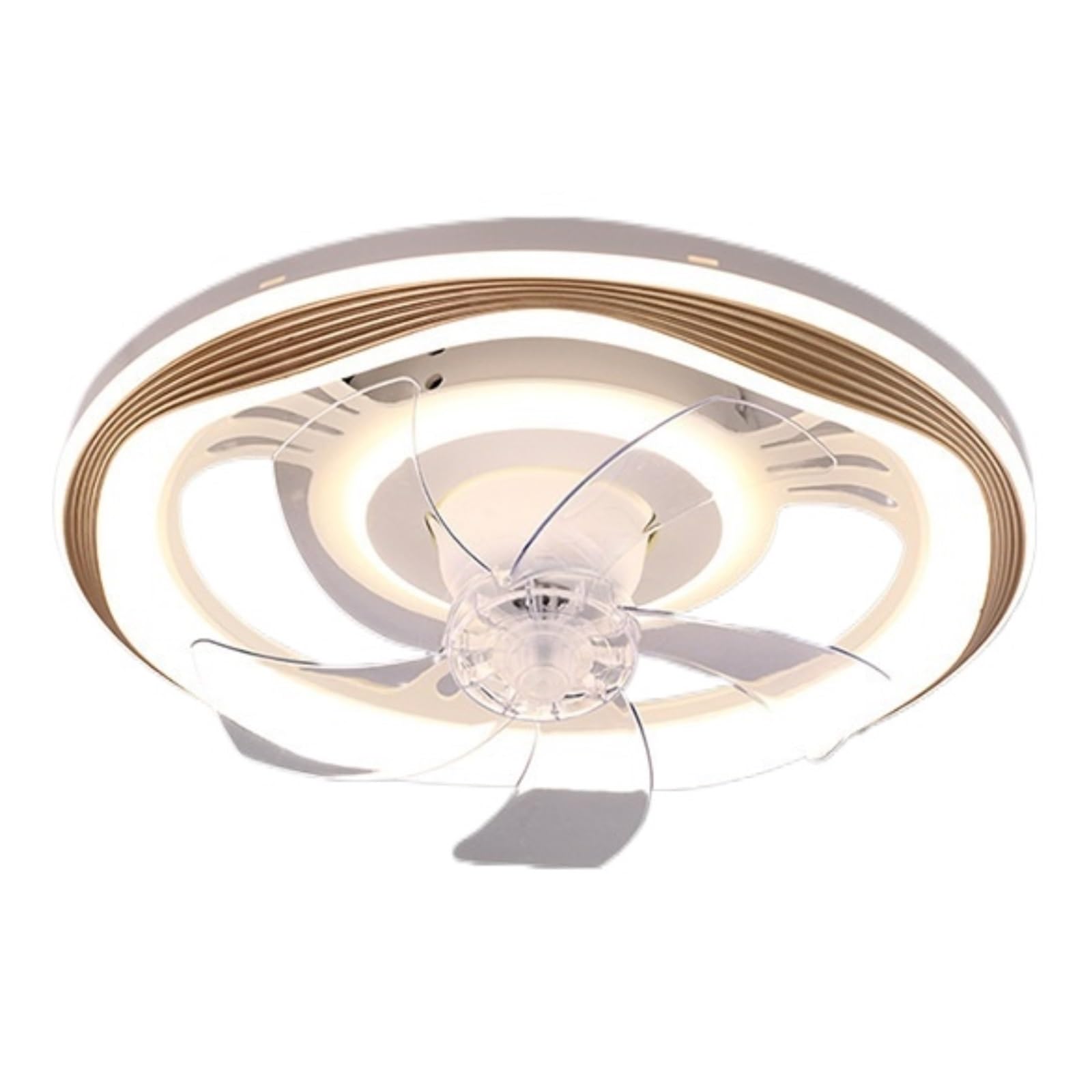 ERETYRET Ceiling Fan Light Invisible LED Bedroom Main Simple Integrated Nordic Zhongshan Lamp Quiet Cooling(Golden)