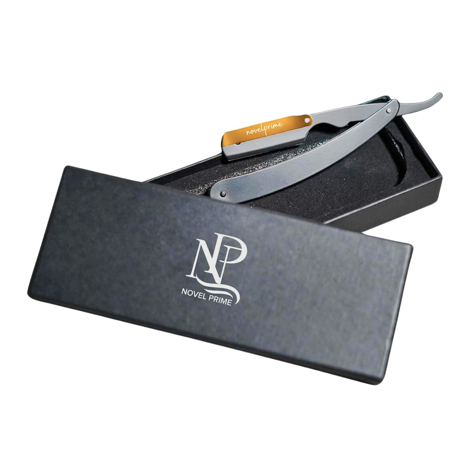 Novel Prime| Professional Straight Razor for Men| Premium Quality Stainless Steel Straight Edge Barber Razor for Shaving and Beard Styling| Sharp and Sleek Design with Premium Leather Pouch (1 Count)