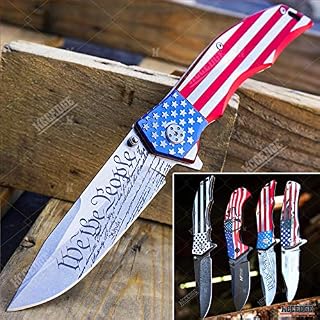 KCCEDGE BEST CUTLERY SOURCE USA American Flag 8 Inches Punisher Folding Pocket Knife