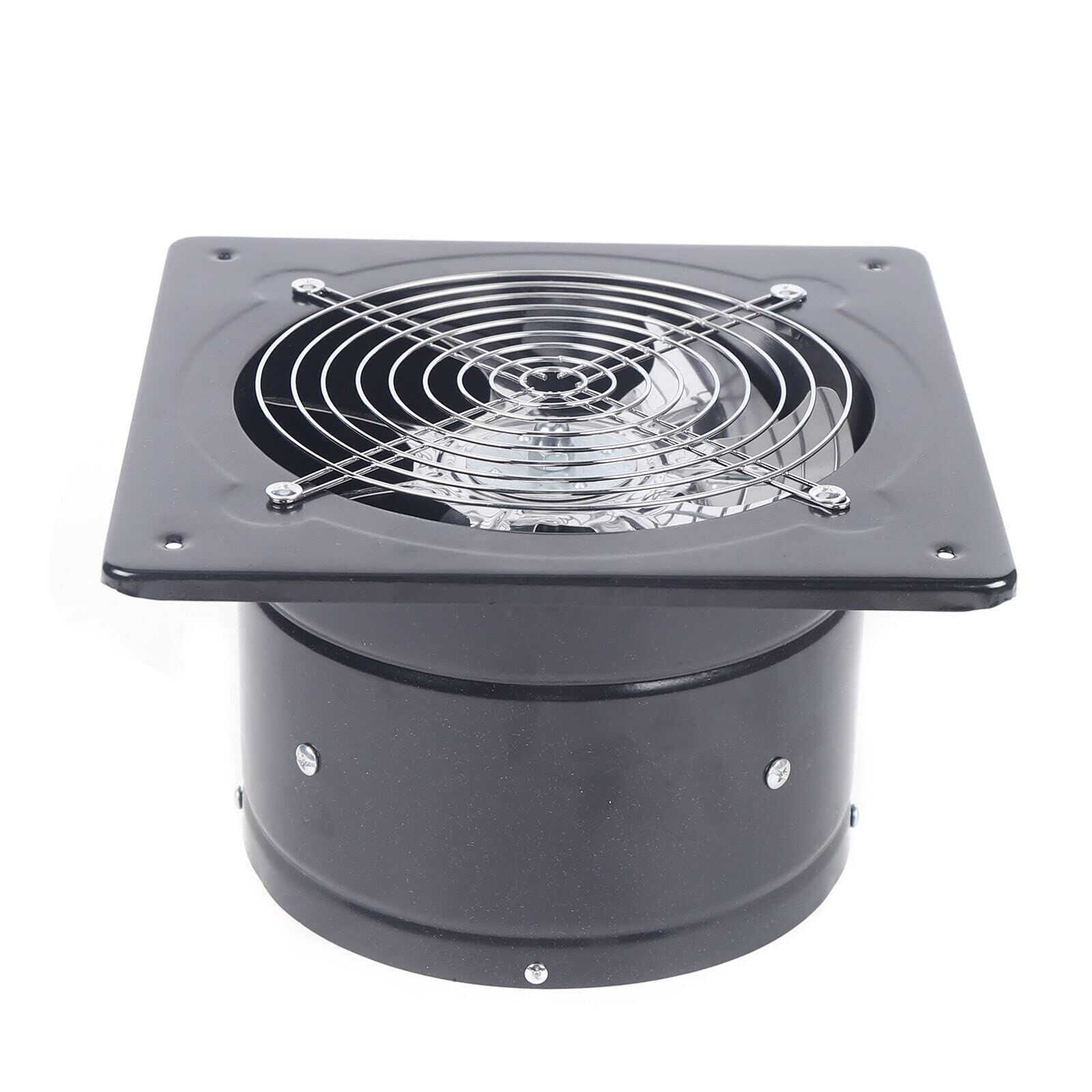 Kwadratowy wentylator ścienny 25 x 25, 220 V, 80 W, 2800 obr./min, z zaworem zwrotnym, wlot rurowy, wentylator wylotowy ze stalowym ostrzem, do odsysania powietrza w pomieszczeniach