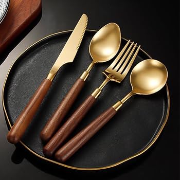 Amazon｜銀食器セット木製ハンドルカトラリーセット 304