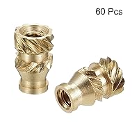 Vista 3 de uxcell Tuercas de inserción moleteadas, 60 piezas M2 x 0.236 in L x 0.138 in OD impresión 3D tuercas de latón roscadas hembra inserciones de latón