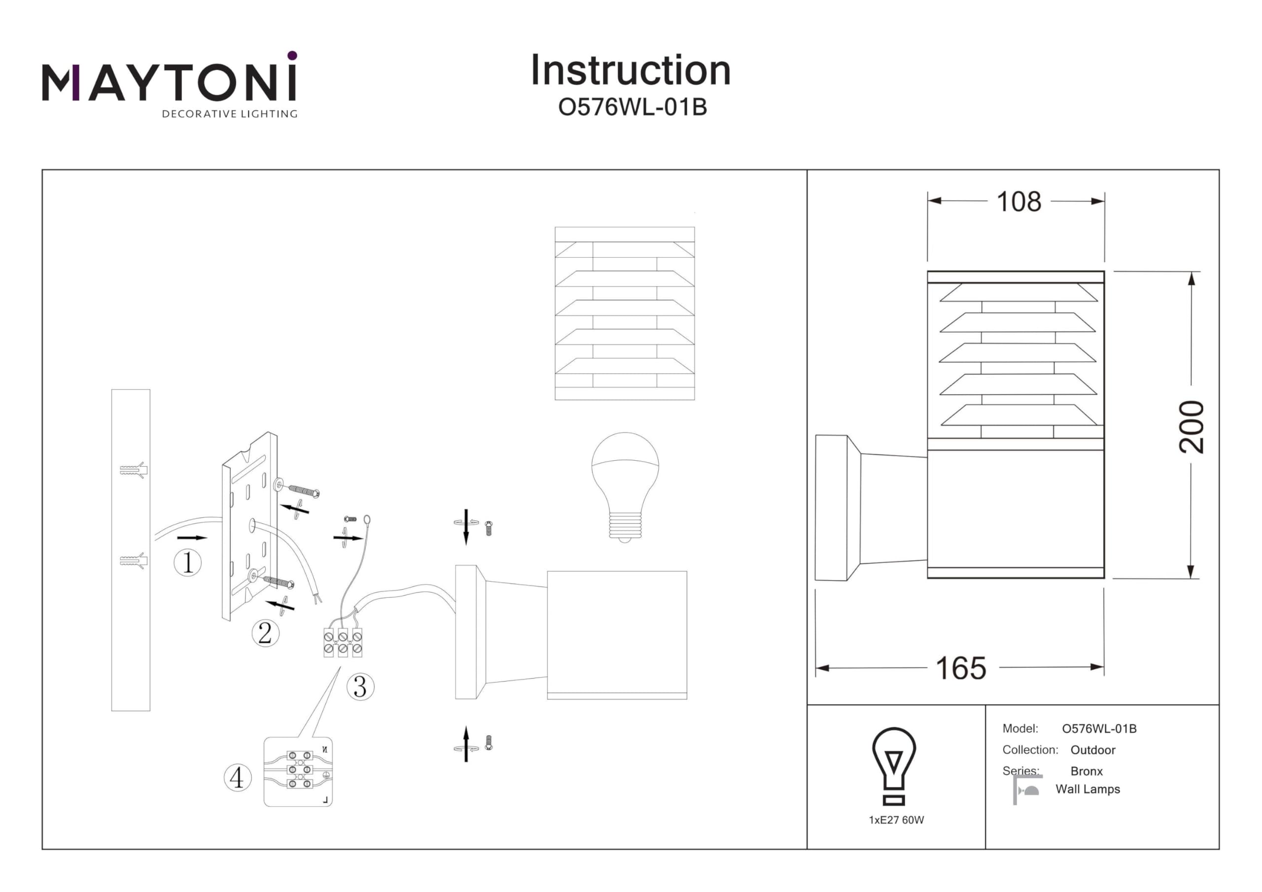 Applique Murale Extérieure, Style Moderne, Armature En