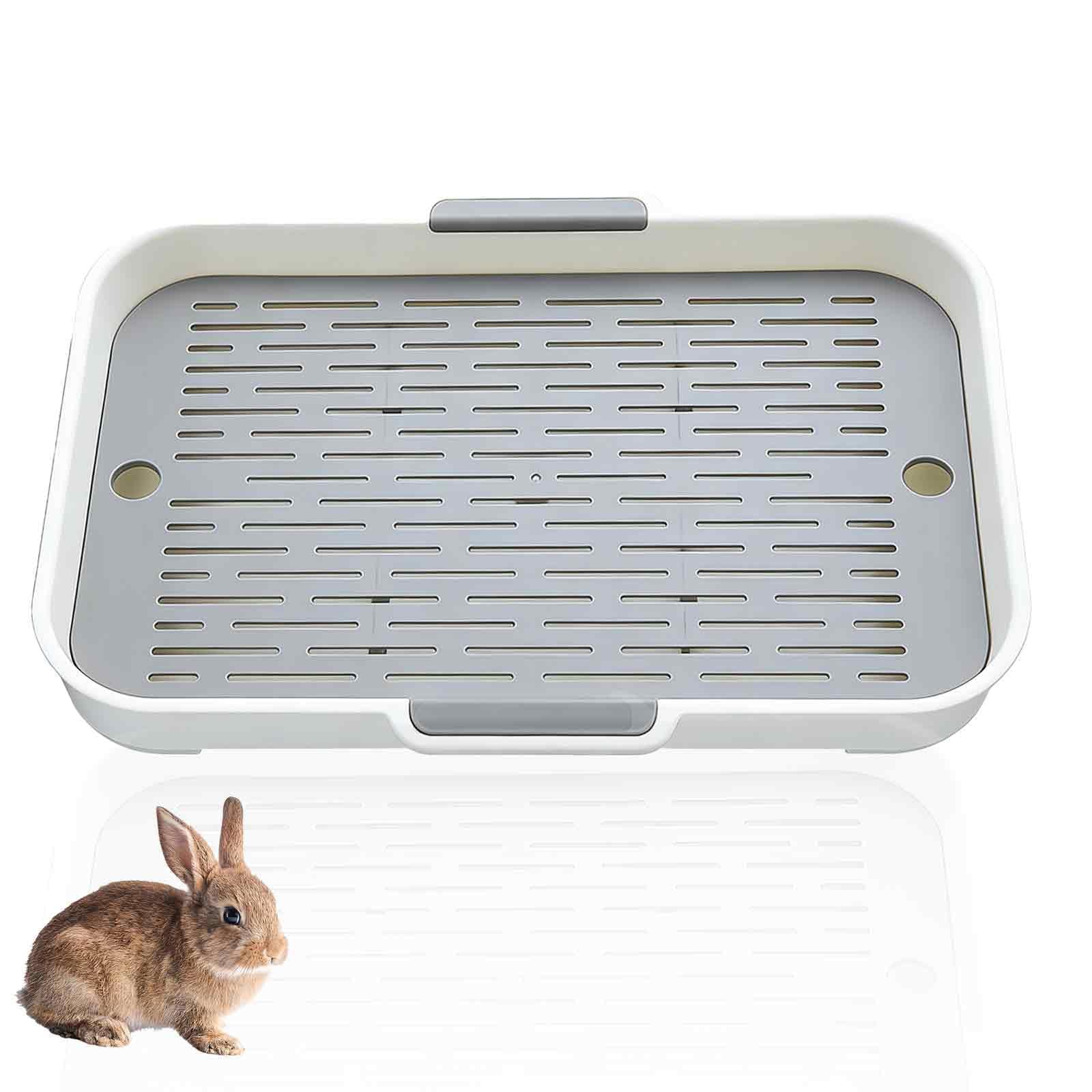 Rabbit Toilet Tray, Portable Kitten Litter Tray, White Rabbit Litter Box Cat Trays, Durable Small Trays for Rabbits Owners, Bunny Llitters Box Easy to Clean (37cmx24.8cmx5cm)