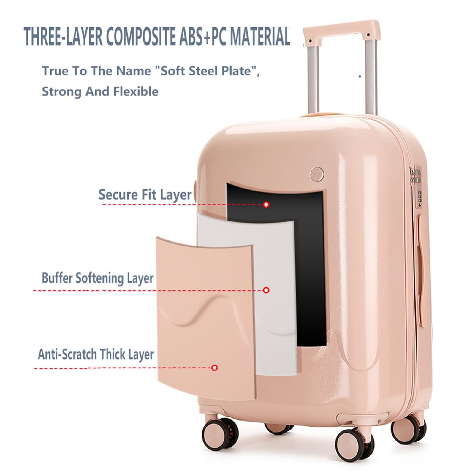 Walizka 64 x 39 x 28 cm, duża walizka podróżna ABS, 70 l, etui z 4 kółkami obracającymi się o 360°, zamek TSA, uchwyt teleskopowy, walizka na kółkach z twardą obudową 04
