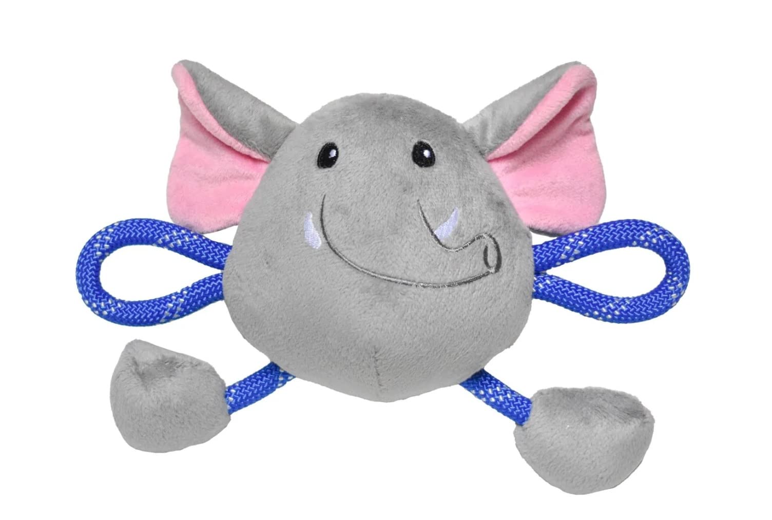 Elmer The Elephant Dog Toy Premium Chubbies w Pull Through Tough Rope