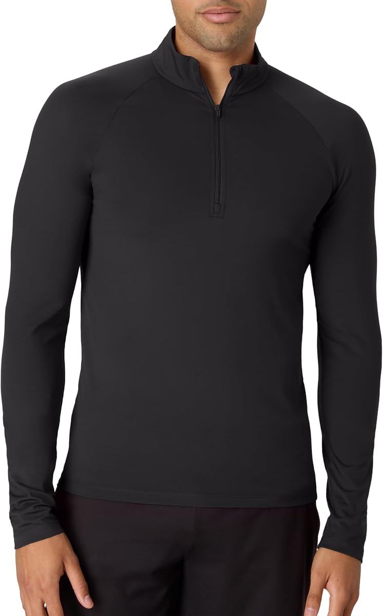 Camisa de hombre Hanes con cremallera de un cuarto, camisas de ropa de hombre de manga larga con jersey Moves, ultraelásticas que absorben la humedad