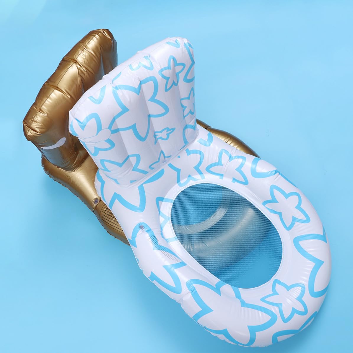 Lustiger Aufblasbarer Schwimmring aus PVC in Weiß und Gold
