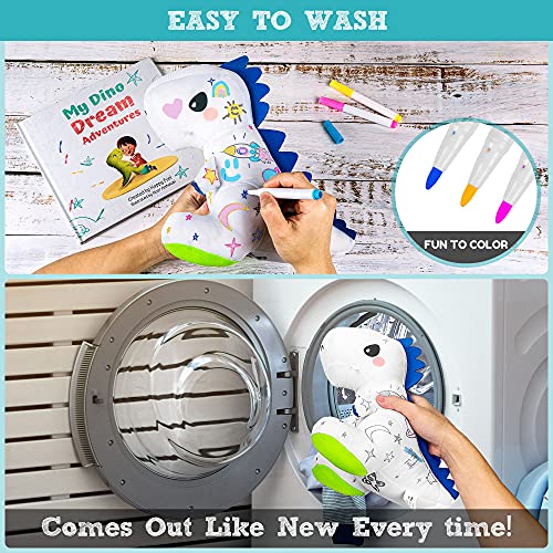 T-Rex Plush Dinosaur Coloring Book Gift Set, Arts And Crafts Soft Diy Washable Dino Doodle Doll Stuffed Animal Toy, Painting Craft Kit Toys, Play Dinosaur Gifts For Kids Boys And Girls Ages 3-5 5-7 #TOP2