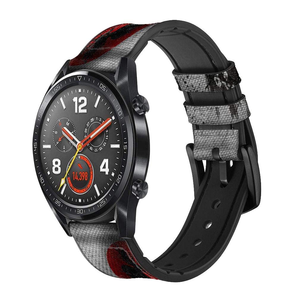 Innovedesire Japan Flag Samurai Bracelet de Montre Intelligente en Cuir et Silicone pour Wristwatch Smartwatch Smart Watch Taille (20mm)