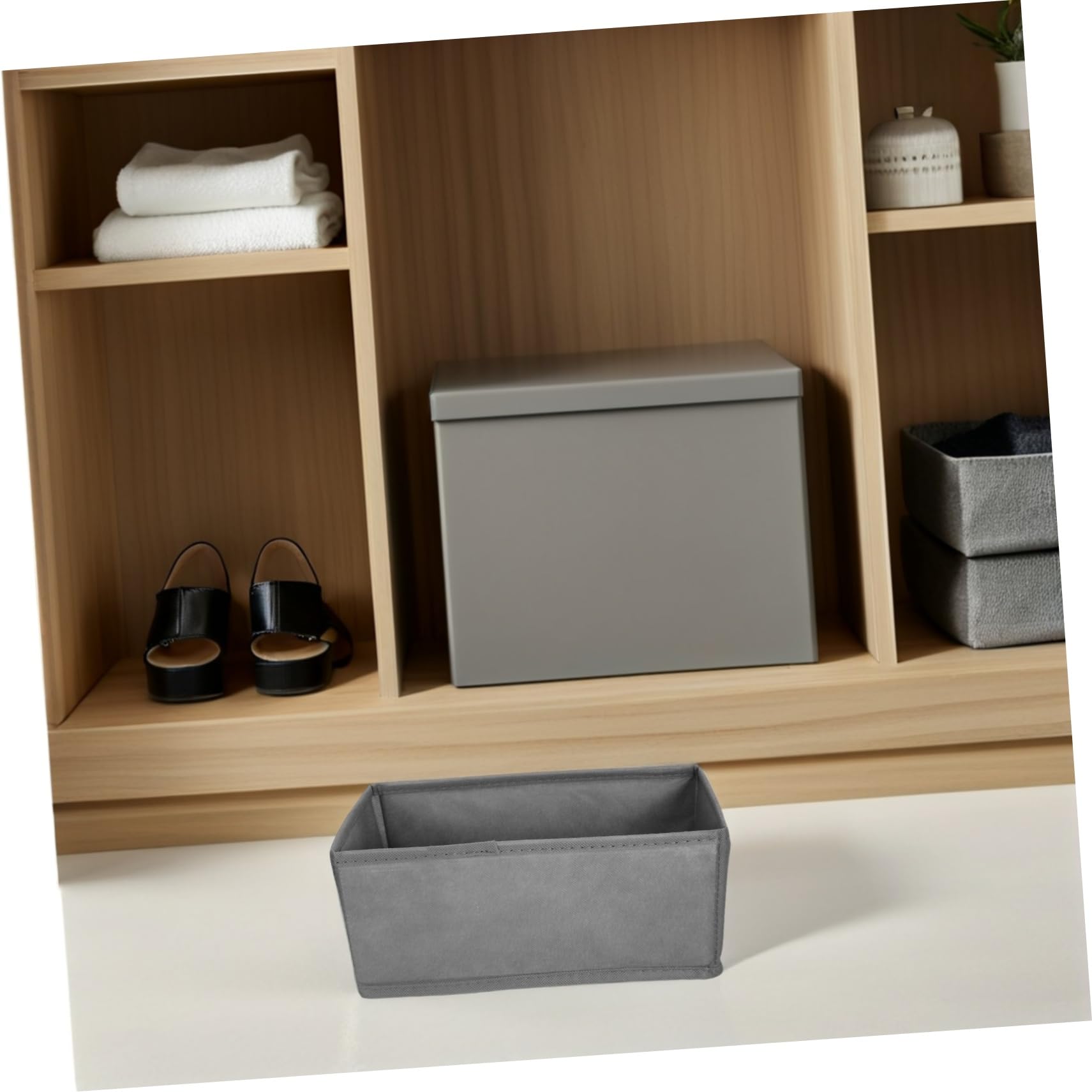 SOIMISS 6pezzi Organizer in Tessuto per Biancheria Intima Divisori per Contenitori per Armadio Grigio per Calzini Sciarpe Reggiseni Scomparti Separati