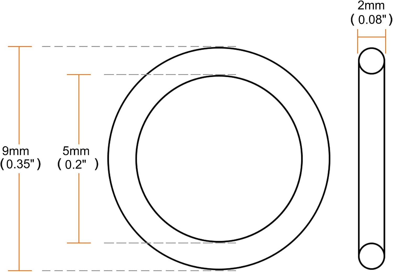 sourcingmap Nitrile Rubber O-Rings, 9mm OD 5mm ID 2mm Width, Metric Nitrile Rubber Sealing Gasket, Pack of 50 - Image 4