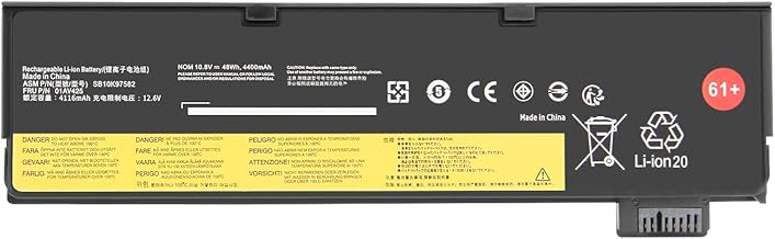 Exmate 01AV425 Batterie pour Lenovo ThinkPad A475 A485 TP25 P51S P52S T470 T480 T570 T580 Series 61+ 01AV425 4X50M0881 01AV491 SB10K97582 SB10K97583 01AV426 (10.8V / 4400mah)