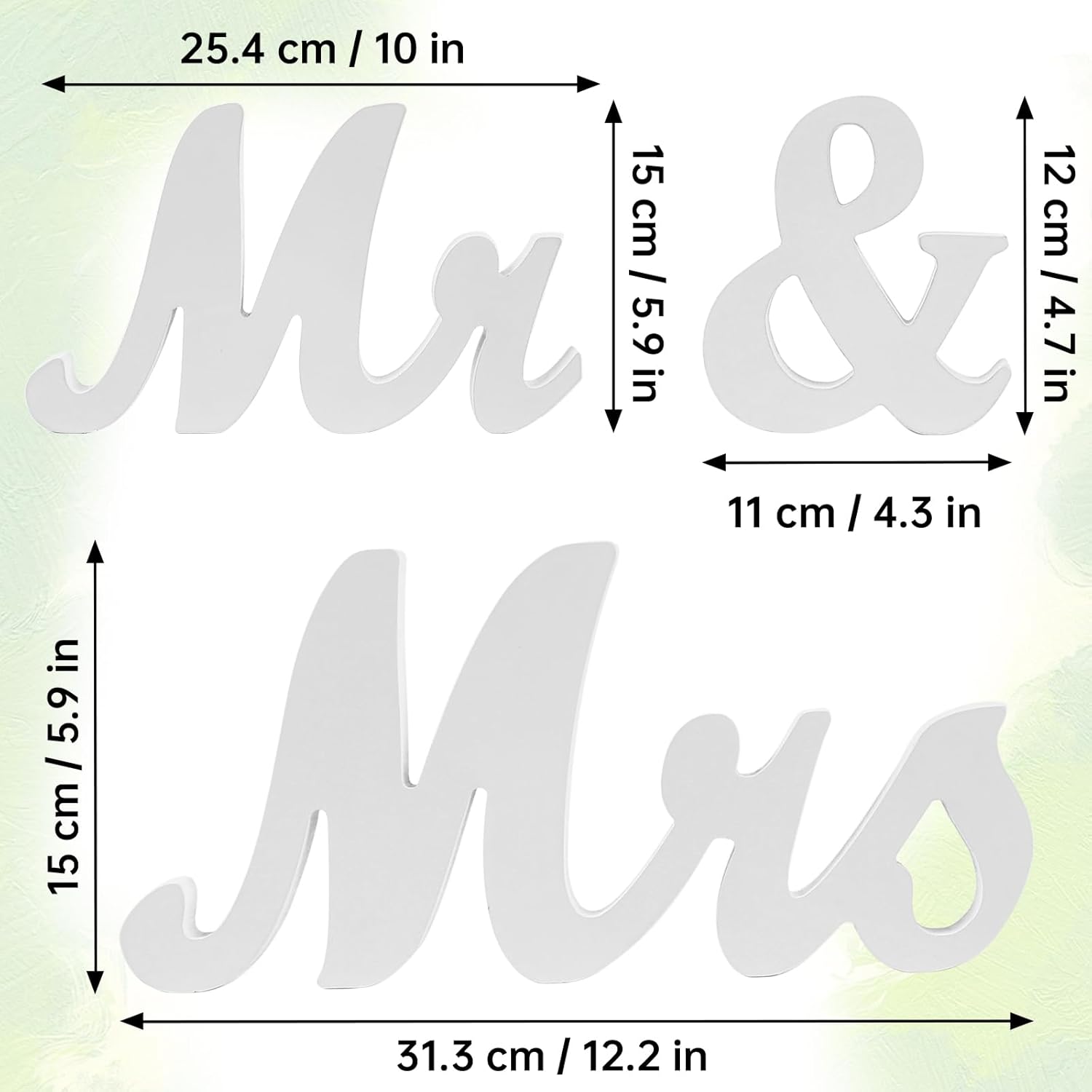 Large White Wooden Mr & Mrs Sign for Wedding Table Decor with 8 Pack 12 Inches Double Floral Hoop Centerpieces with Stand