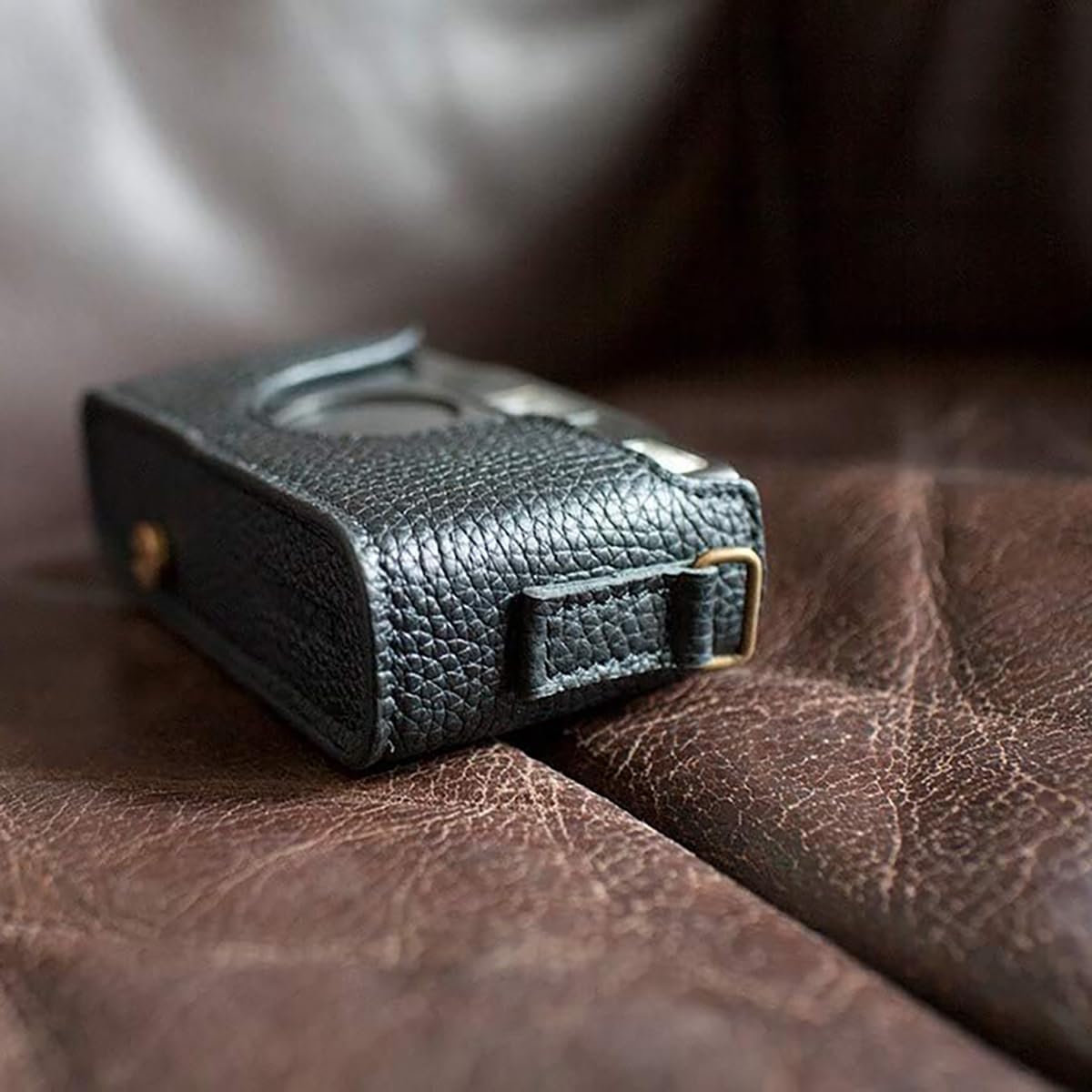 Handmade Genuine Real Leather Half Camera Case Bag Cover for Contax T2 Black