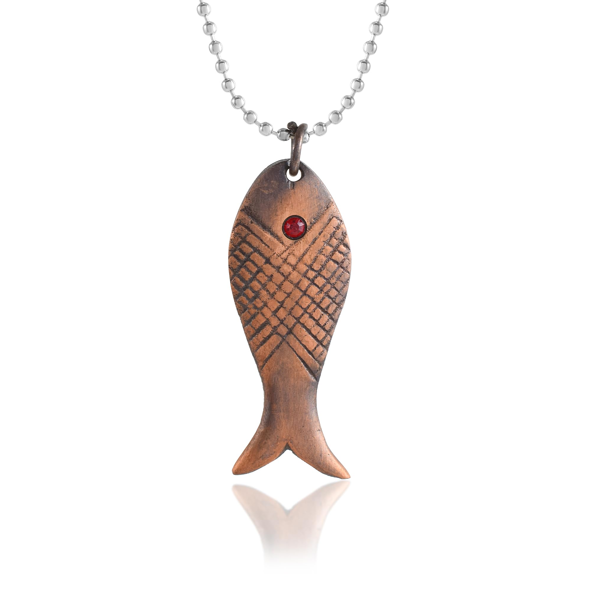 Handmade Copper Finish Red Eye Big Fish Pendant Necklace Locket Animals Jewelry for Men and Women-image-3