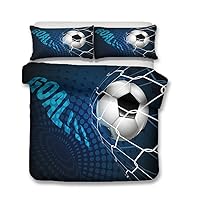 XCQHZYQ Beddengoed 200 x 200 cm voetbal blauw 2 persoons voor bed, met ritssluiting sport microvezel dekbedovertrekset met 2 kussenslopen 65 x 65 cm XCQHZYQ Beddengoed 200 x 200 cm voetbal blauw 2 persoons voor bed, met ritssluiting sport microvezel dekbedovertrekset met 2 kussenslopen 65 x 65 cm