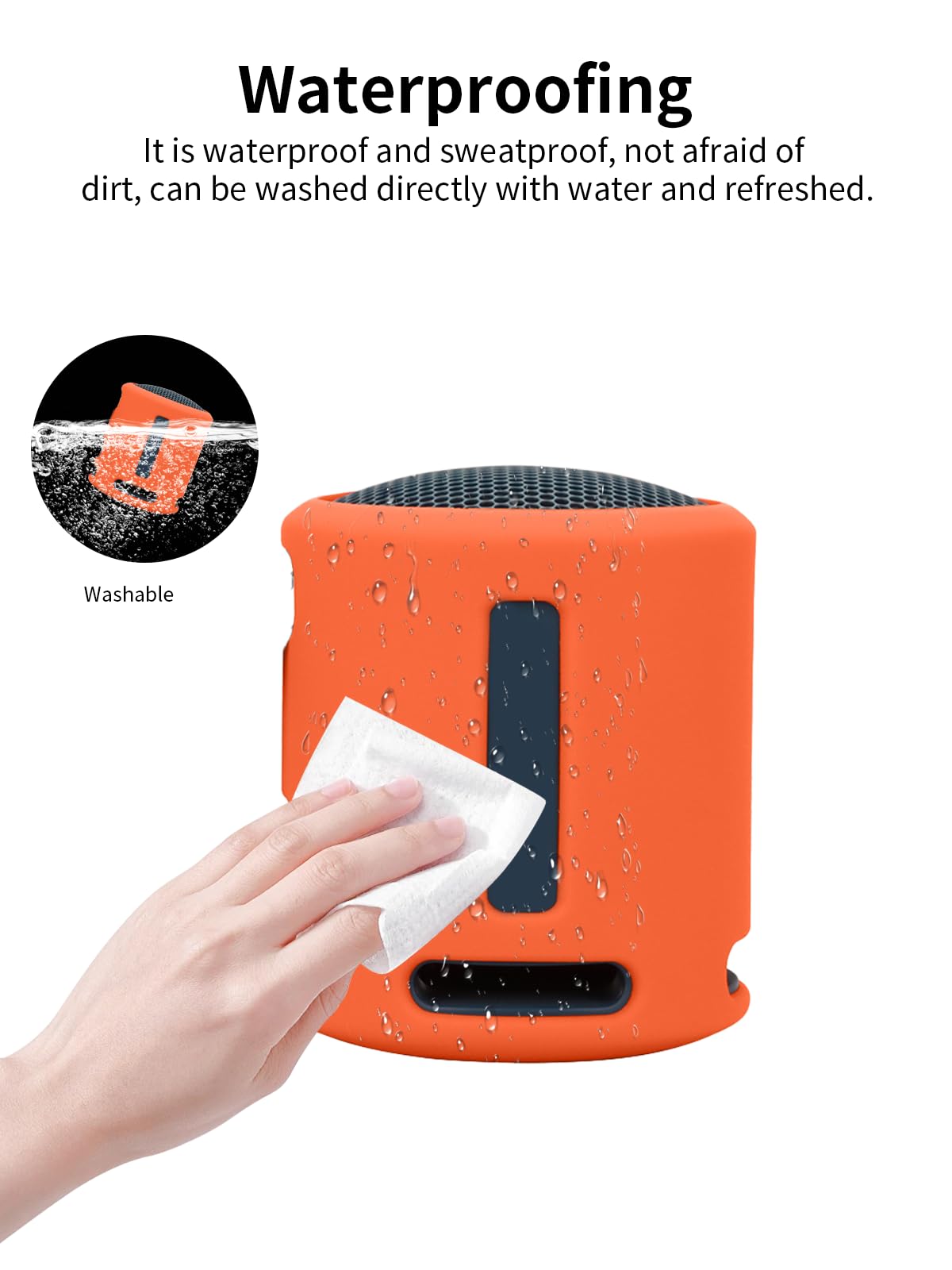Ochronny silikonowy pokrowiec do przenośnych głośników Bluetooth SONY SRS-XB 100/SRS-XB 13 - odporny na wstrząsy, pyłoszczelny i wodoodporny, do bezproblemowego użytku w dowolnym miejscu, pomarańczowy