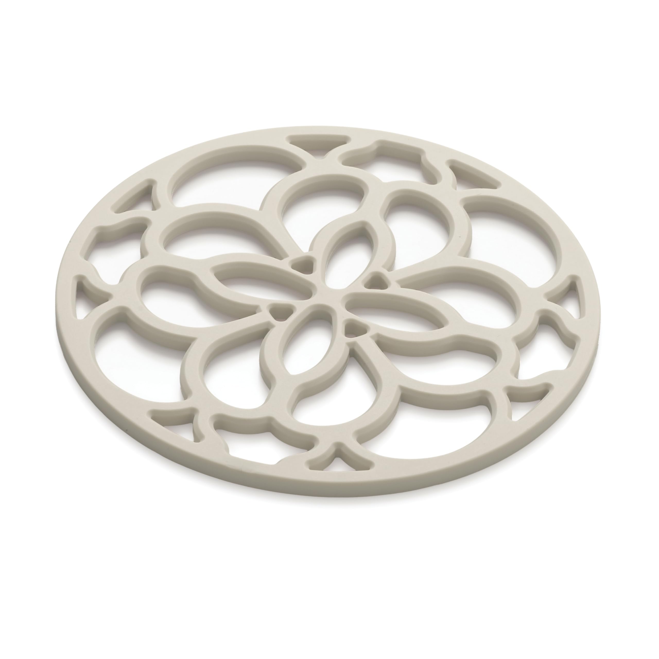Zeal Silicone Trivet Mat for Hot Pots and Pans – Heat-Resistant, Non-Slip Kitchen Worktop Protector, Round Heritage Design, 18cm (Cream)