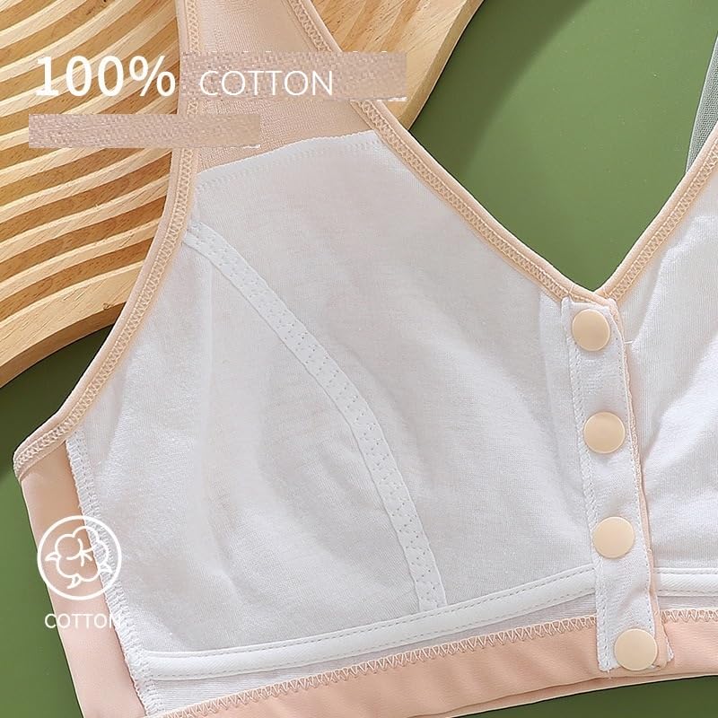 Image of 4 Pack Women Cotton Front Button Bra Snap Comfort Sleep Bra, Easy Close Bras Wireless, Seamless T-Shirt Bra