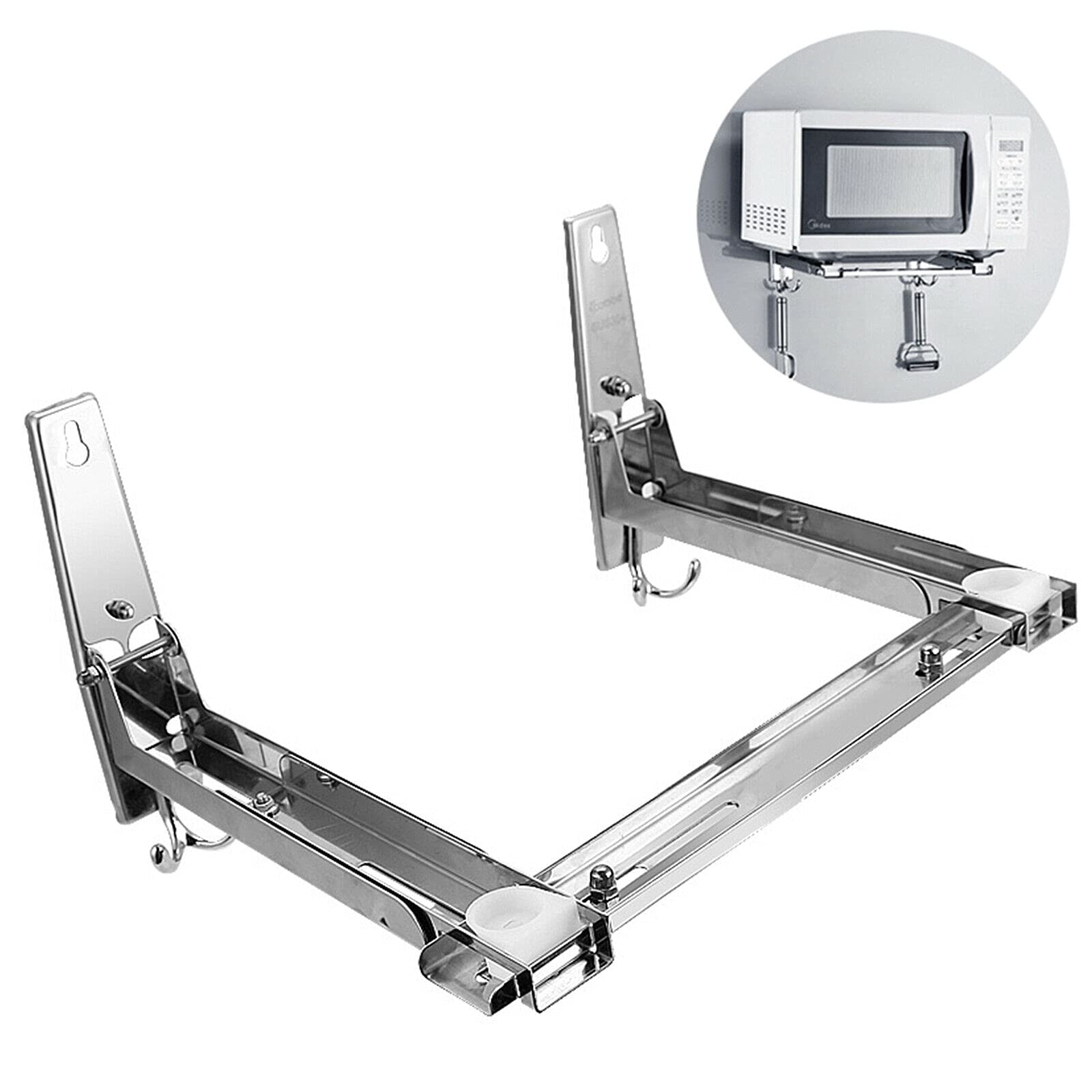 Soporte para microondas, soporte de pared para microondas, de acero inoxidable, con barras transversales, plegable, para microondas