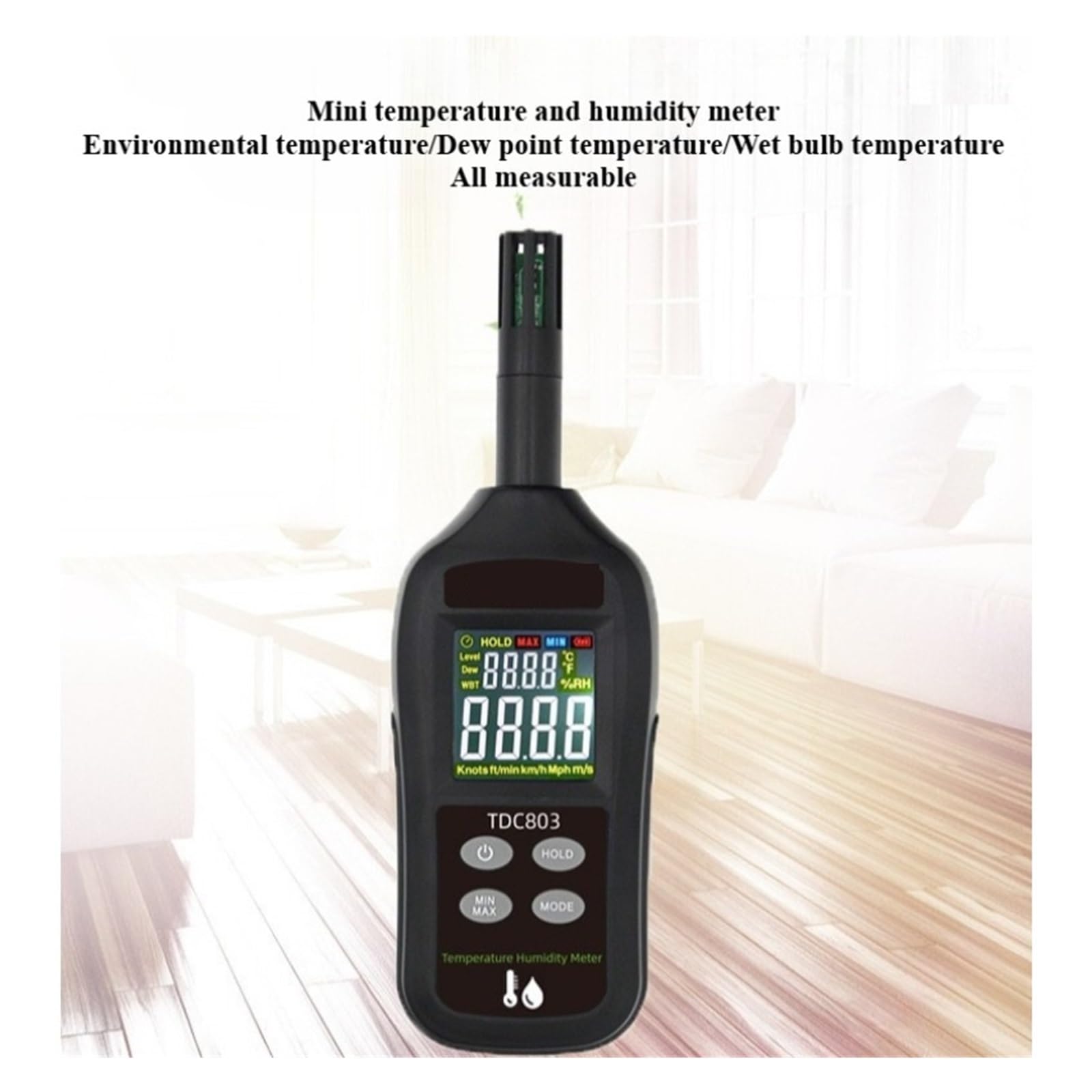 Probador electrónico de temperatura y humedad con pantalla digital y pantalla a color - Higrómetro de mano