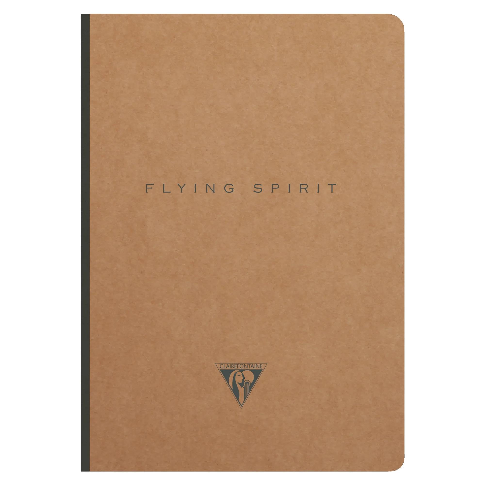 Clairefontaine - 103546C - Flying Spirit A5 Softcover Notebook Cloth Backing 14.8x21cm 192 Lined Pages 90g Paper Brown Kraft Cover - 5 Designs, Random delivery