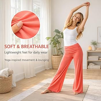 Coral Pants Coral Fold Over Yogabroek voor dames, brede