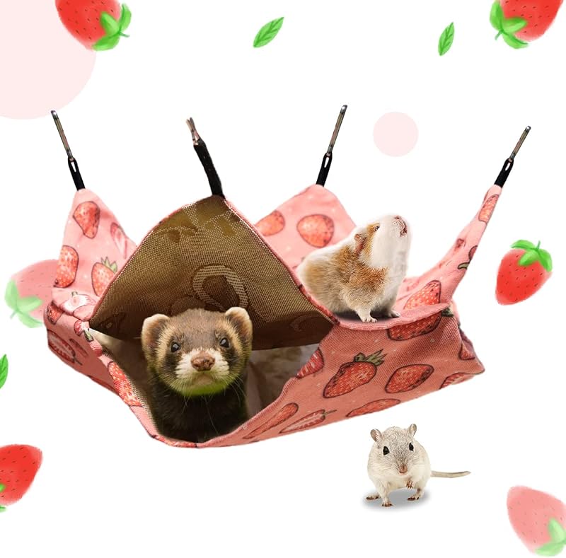Rede Suspensa Dupla para Pequenos Animais LEFTSTARER em Tecido de Linho e Seda Fria, 35,05 x 35,05 cm