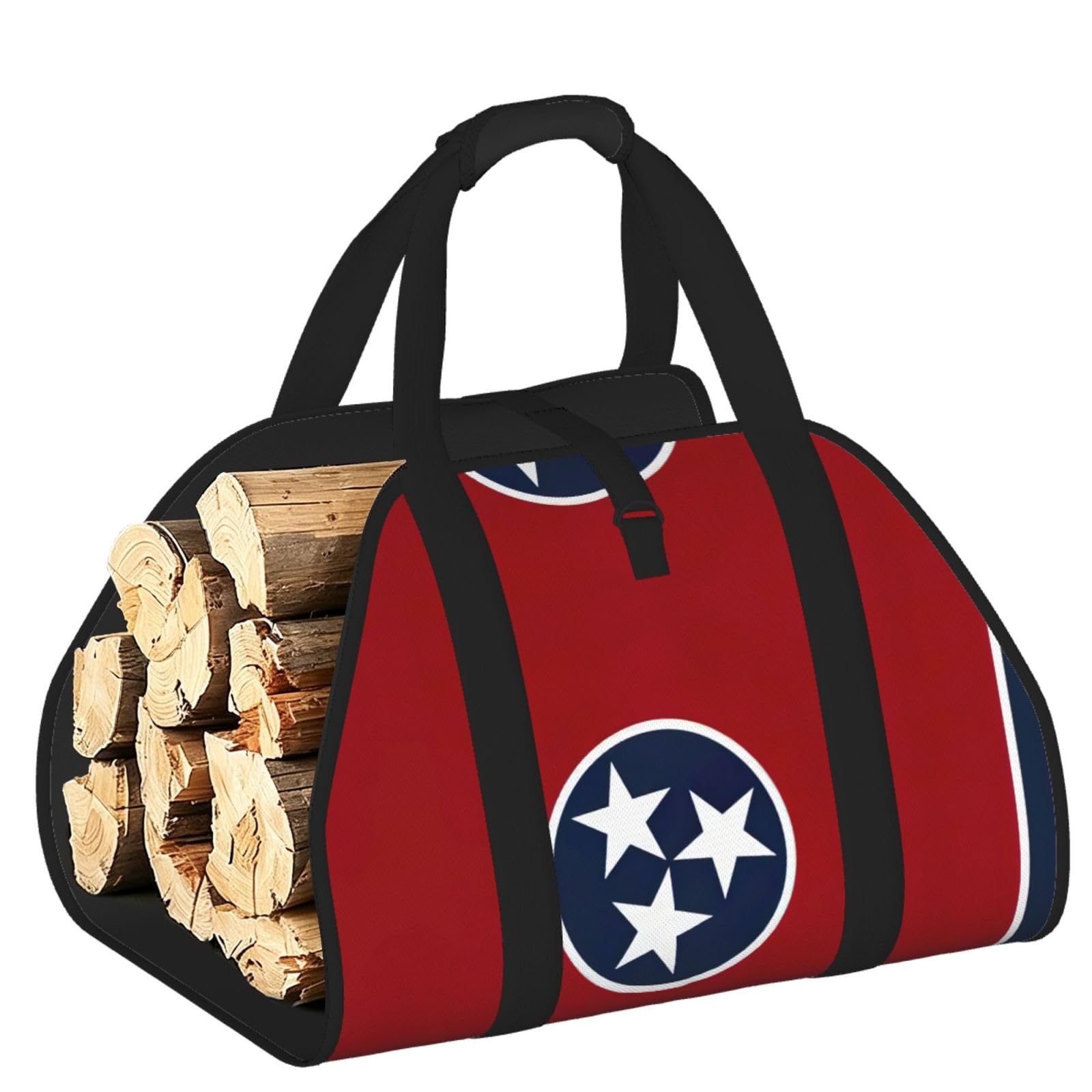 Tennessee flag Printed Firewood Carrier Bag, Log Tote with Open-Ended Design for Camping Outdoor Wood Hauling